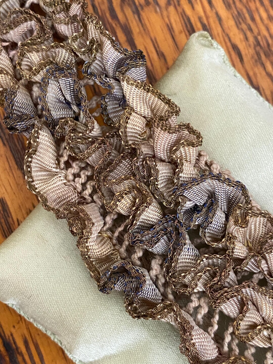 Antique Authentic Ribbon Work Silk/metal 1