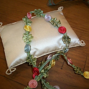 Authentic ribbon work silk or rayon ribbon antique garland