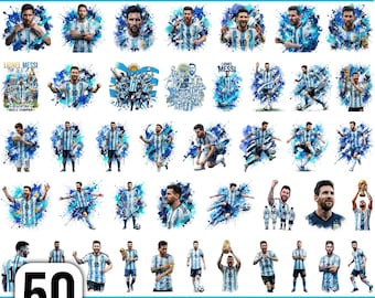 Lionel Messi Clipart Bundle, Argentina Fan Art, Soccer Star PNG Files (Digital Download)