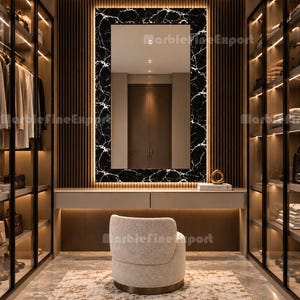 Luxury Black Marble Mirror Frame | Large Rectangular Statement Wall Mirror