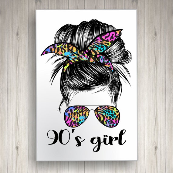 Heat Transfer Designs Ready to Press, 90's Girl, Sunglasses SUBLIMATION  Transfer, Multiple Sizes Available 