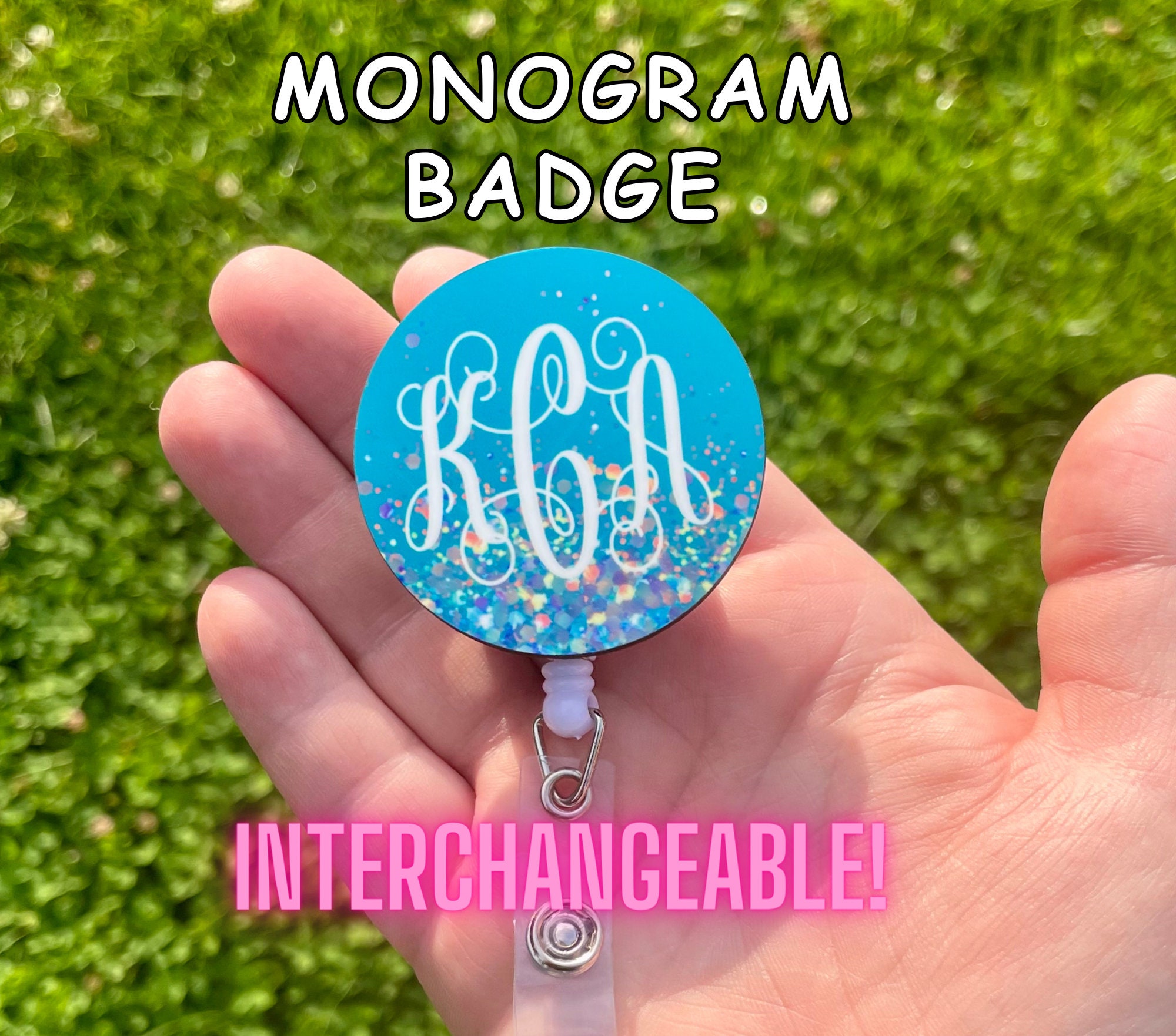 Initial Badge Reel - Personalized Badge Reel - Monogram Badge Reel -  Retractable Badge Reel - Personalized Name Badge Holder - Gift