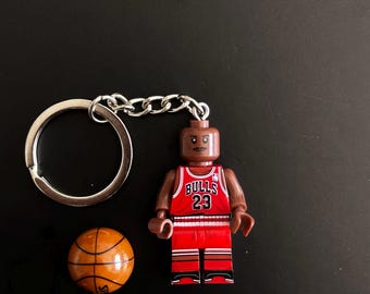 Michael Jordan Basketball Minifigure Keychain | Handmade Keyring | Bag Charm