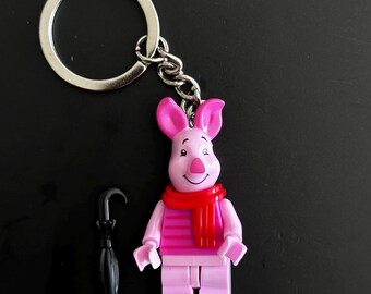 Piglet Whinnie the Pooh Minifigure Keychain | Handmade Keyring | Collectable Bag Charm