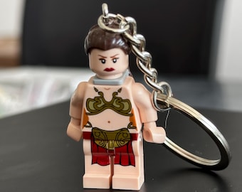 Princess Leia Bikini Star Wars Return of the Jedi Minifigure Keychain | Handmade Keyring | Collectable Bag Charm | Gift for Comic Fans