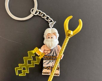 Greek Mythology Zeus Minifigure Keychain | Handmade Bag Charm