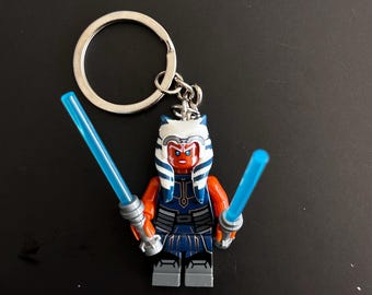 Ahsoka Star Wars Minifigure Keychain | Handmade Superhero Keyring | Collectable Bag Charm | Gift for Comic Fans