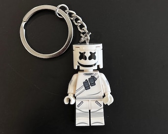 Marshmello Minifigure Keychain | Handmade Bag Charm