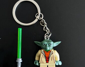 Yoda Star Wars Minifigure Keychain | Handmade Superhero Keyring | Collectable Bag Charm | Gift for Comic Fans