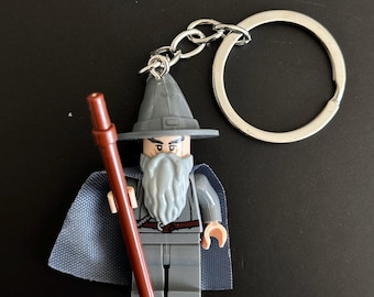 Gandalf the Grey Minifigure Keychain | Handmade Wizard Bag Charm | Collectable Gift
