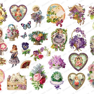 Puede incluir: Una colección de imágenes vintage del Día de San Valentín con corazones, flores, ángeles y pájaros. Las imágenes están en una variedad de estilos, incluyendo victoriano, Art Nouveau y Art Deco. Las imágenes son perfectas para scrapbooking, creación de tarjetas y otros proyectos de manualidades.