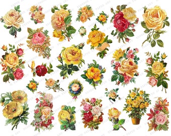 Lovely Roses Clip Art / Printable Stickers / Digital Scrapbook