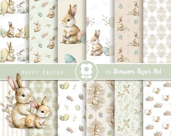Bunny Easter Digital Papers: Scrapbook Paper Pack (Digital Download)