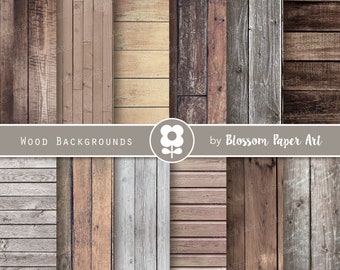 Wood Textures Digital Paper Pack, Rustic Scrapbook Backgrounds (Digital Download)