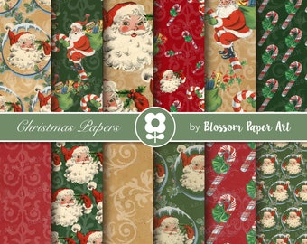 Vintage Christmas Digital Paper Pack: Scrapbooking Collage (INSTANT DOWNLOAD)