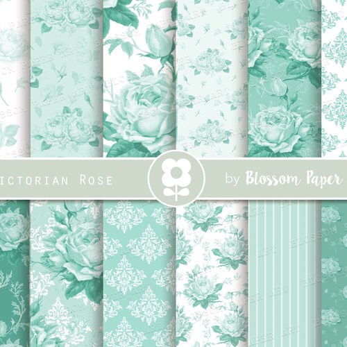 Aqua Digital Paper Pack Scrapbook Aqua Scrapbooking Papers Etsy