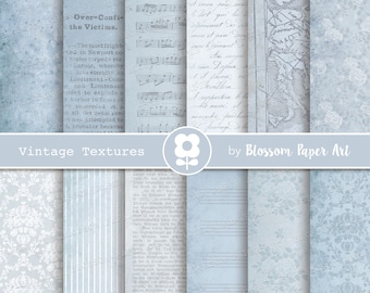 Junk Journal Papers, Old texture Papers, Light Blue Digital Paper Pack for Journaling, Scrapbooking  INSTANT DOWNLOAD  - 2929 2