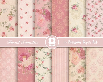 Vintage Floral Digital Paper: Rose Scrapbook Collage (Digital Download)