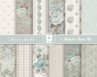 ビクトリアンローズデジタルペーパー、ヴィンテージジャンクジャーナル