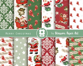 Vintage Christmas Digital Paper, Christmas Digital Download Paper Pack, Vintage Christmas Scrapbook - INSTANT DOWNLOAD  2752