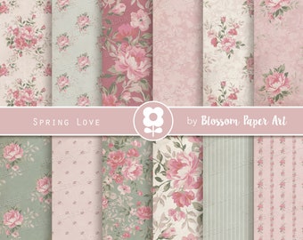 Vintage Floral Digital Paper Pack: Rose Collage Sheets (Digital Download)