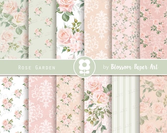 Papeles Decorativos, Flores, Rosa, Flores - Papel Digital para imprimir, Imprímelos para hacer artesanías, decoupage - 2482
