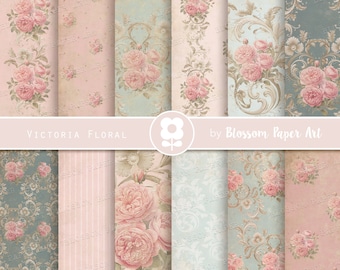 Vintage Floral Digital Paper: Victorian Scrapbook Paper (Instant Download)