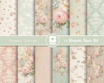 Shabby Roses Digital Paper: Vintage Floral Scrapbook (Digital Download) - 2984 1