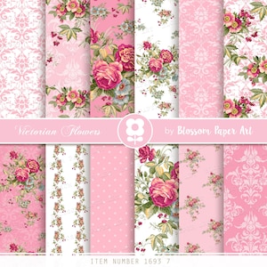 Rose digitales Papier, Vintage Rose digitales Papier Pack für Junk Journal, Scrapbooking, rosa Rosen digitales Papier - INSTANT DOWNLOAD - 1693 7