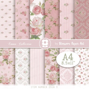 Vintage Roses Digital Paper: Floral Scrapbook Collage (Digital Download)