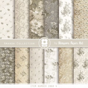 Papéis de diário indesejados, papel digital, folhas de textura antigas, papéis de diário de scrapbook floral, suprimentos para scrapbooking - DOWNLOAD INSTANTÂNEO 2860 4