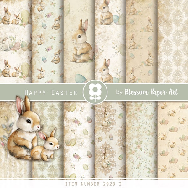 Easter Digital Paper, Vintage Easter Digital Paper, Bunny Easter Scrapbook Vintage Easter Collage Sheets - INSTANT DOWNLOAD 2928 2