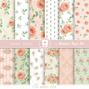 Floral Digital Papers, Roses Digital Paper Pack, Scrapbook Paper, Floral Collage Sheet - INSTANT DOWNLOAD 2538
