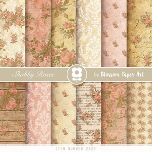 VINTAGE druckbare Rose Digital Papier Digital Papier Pack Collage Blatt Shabby Chic Hochzeit Scrapbooking, Rosen Instant Download 2329