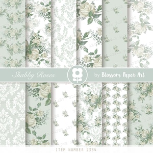 Fondos Shabby chic Papeles Digitales Vintage Floreados, Verde, Papeles de Rosas, Papeles Decorativos para imprimir, decoupage 2344