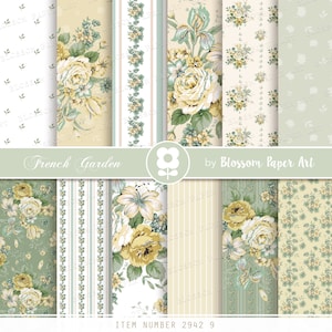 Viktorianisches Digitales Papier, Blumen Digitales Papier Pack, Scrapbooking, Rosen, Gelbe Rosen - INSTANT DOWNLOAD 2942 9