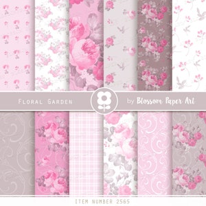 Papel de álbum de recortes rosa, papéis digitais para meninas, papéis chiques gastos, álbum de recortes de rosas, enfeite de diário de lixo - DOWNLOAD INSTANTÂNEO 2565