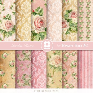 Vintage Digitalpapier, Vintage Rosen Shabby Chic Digital Paper Pack, Hochzeit, Scrapbooking, rosa Vintage Rosen - INSTANT DOWNLOAD 2373