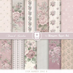 Vintage digitales Papier, Shabby Chic digitales Papier Pack, Rosen Scrapbook Collage Sheets, lila Vintage Rosen - INSTANT DOWNLOAD 2942 8
