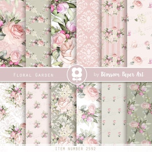 Carta per album, carta digitale rosa, pacchetto di carta digitale floreale rosa, foglio di collage di rose, scrapbooking, rose - DOWNLOAD IMMEDIATO 2592