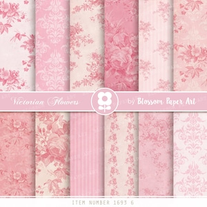 Carte rosa rosa per diari spazzatura, pacchetto di carta scrapbook floreale, fogli di collage floreale carta download digitale INSTANT DOWNLOAD 1693 6