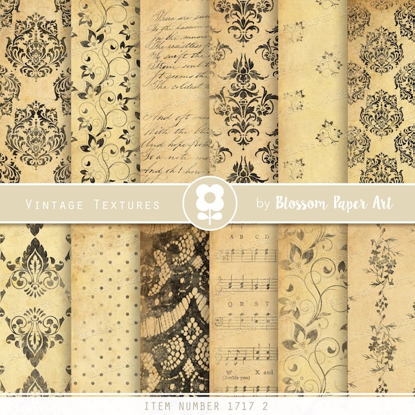 Old Texture Papers for Junk Journals, Music Sheet, Handwriting Papers, Scrapbook Paper Pack, Digital Download Paper INSTANT DOWNLOAD 1717 2