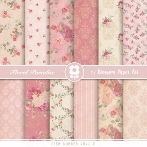 Vintage Floral Digital Paper: Rose Scrapbook Collage (Digital Download)