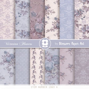 Lavender Floral Digital Paper, Digital Paper for Junk Journal, Scrapbook, Vintage Roses Scrapbook Paper - INSTANT DOWNLOAD  - 1693 4