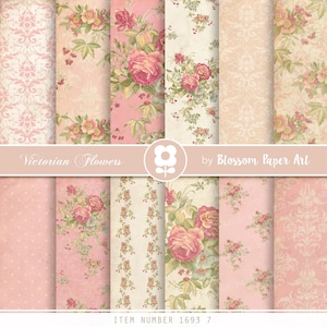 Carta digitale rosa per Junk Journal, Vintage Floral Scrapbook Paper Pack, Digital Download Floral Collage Sheet INSTANT DOWNLOAD 1693 8