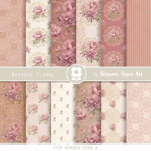 Victoriaans digitaal papier, Floral Digital Paper Pack, Roses Scrapbook Collage Sheets, Vintage Roses - INSTANT DOWNLOAD 2968 6