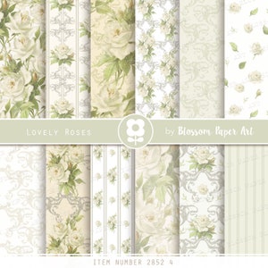 Shabby Chic Rose Digital Paper Pack: Vintage Collage Sheets (Digital Download)