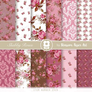 VINTAGE ROSES Digital Paper Pink Scrapbook Paper Pack, Digital Paper, Decoupage, Scrapbooking, Cardmaking - Collage Sheet 2330