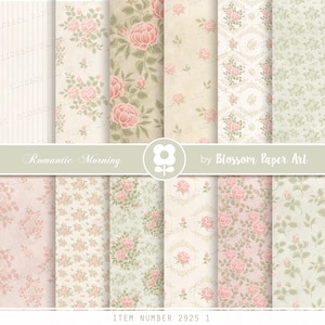 Digital Paper, Shabby Chic Digital Paper Pack, Roses Scrapbook Collage Sheets, Pink Vintage Roses - INSTANT DOWNLOAD 2925 1