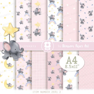 Papel digital rosa, papel para scrapbook de bebê menina, papel digital fofo, papel para scrapbook rosa para decoração de chá de bebê, download digital 2931 2